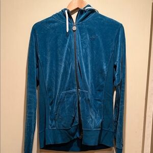 Nike Vintage Teal Velvet Zip-Up Y2K Hoodie